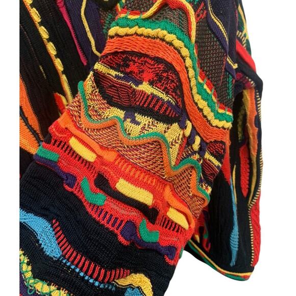 Vtg Tundra Canada Multi Color Sweater Men's Size L Biggie Hip Hop Coogi Style - Picture 8 of 16